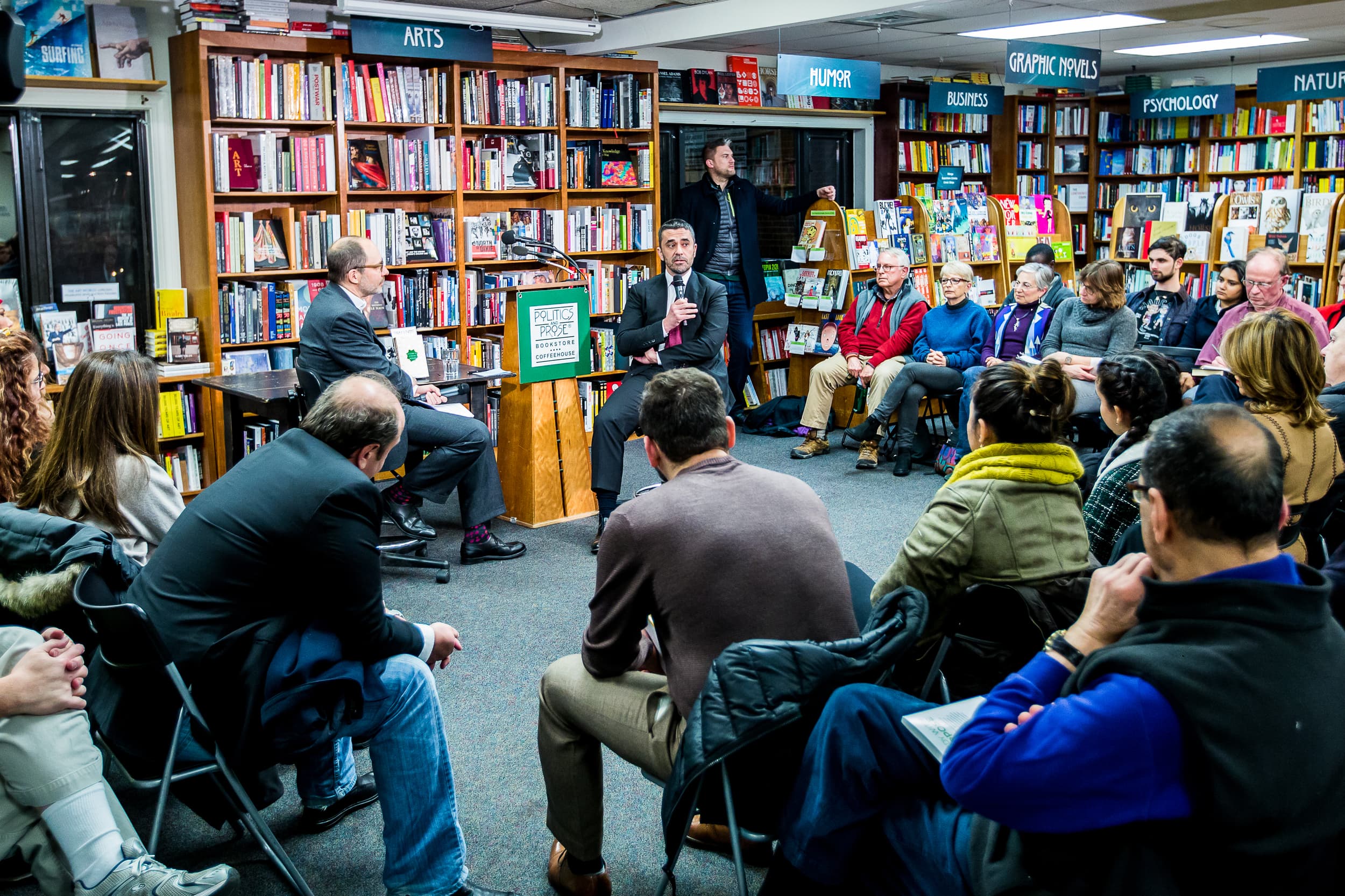 UAE Ambassador to France, Omar Ghobash discussing his new book, 'Letters to a Young Muslim' to a full house at Politics & Prose bookstore in Washington, DC